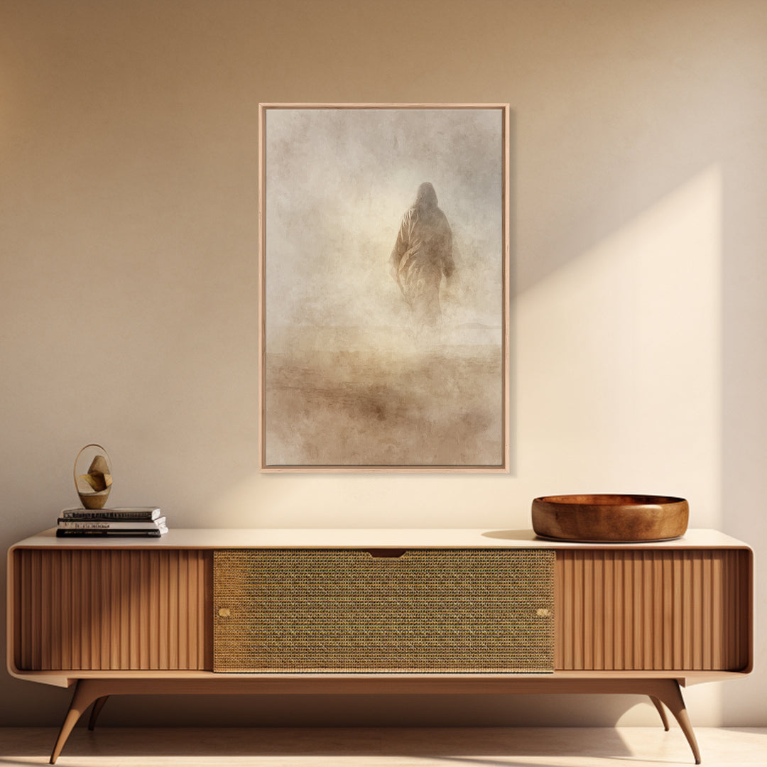 Desert Hush – Framed Canvas Print – Christian Wall Art – Christian Art Canvas – Jesus Painting – Minimalist Christian Art – Christian Gift