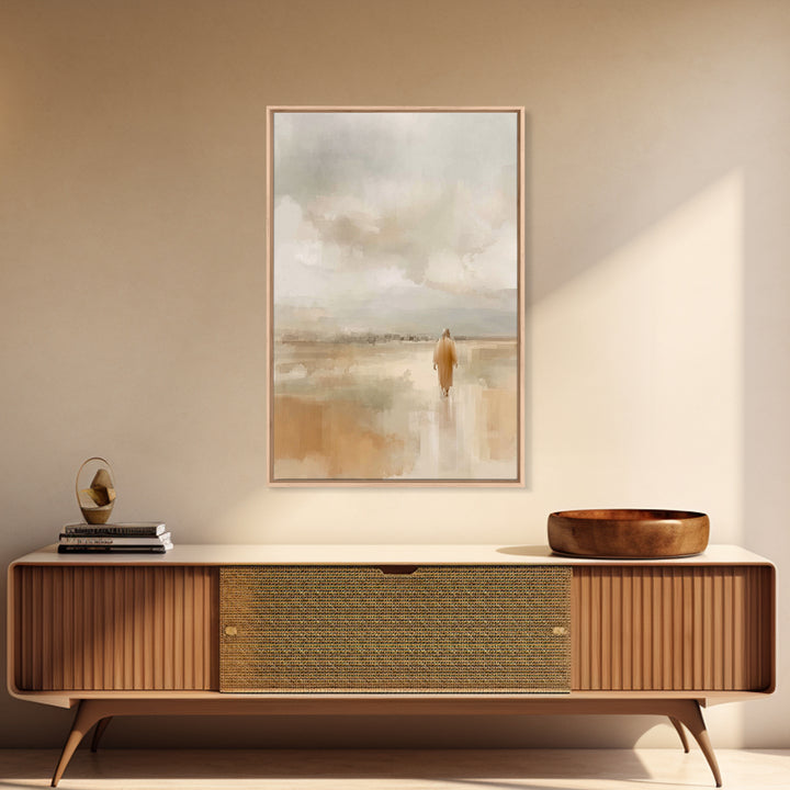 Quiet Pilgrim Path | Framed Canvas Print | Christian Wall Art | Jesus Painting | Christian Art Canvas | Subtle Christian Art | Christian De