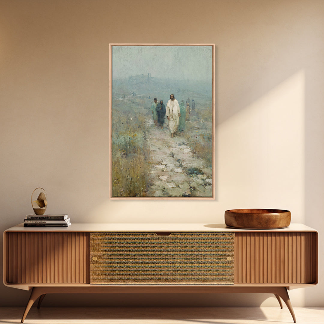 Path Of Discipleship | Framed Canvas Print | Christian Art Canvas | Jesus Painting | Vintage Christian Art | Christian Wall Art | Christian