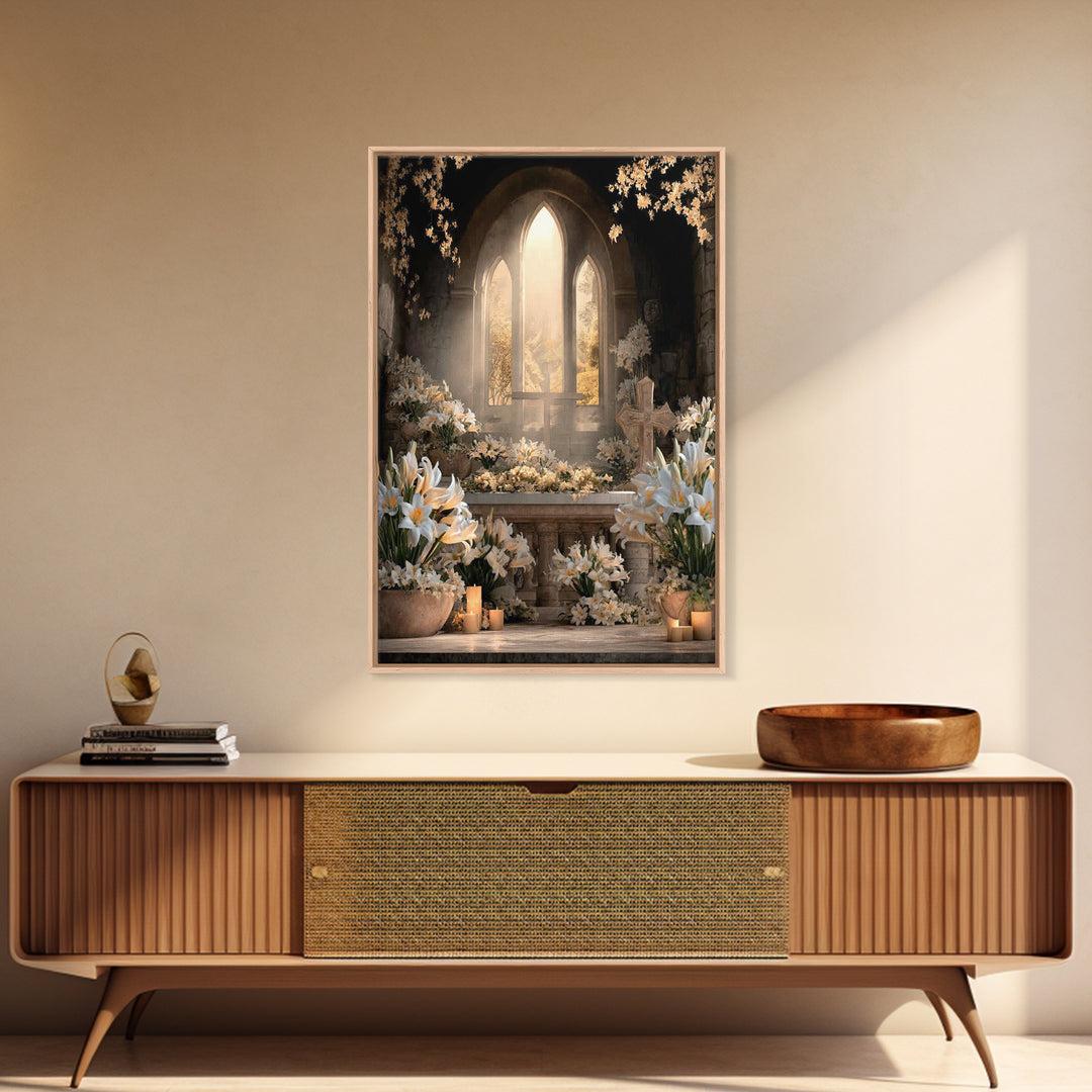 Sanctuary Blossoms – Framed Canvas Print – Christian Art Canvas – Christian Wall Art – Christian Christmas Art – Christmas Art – Christian