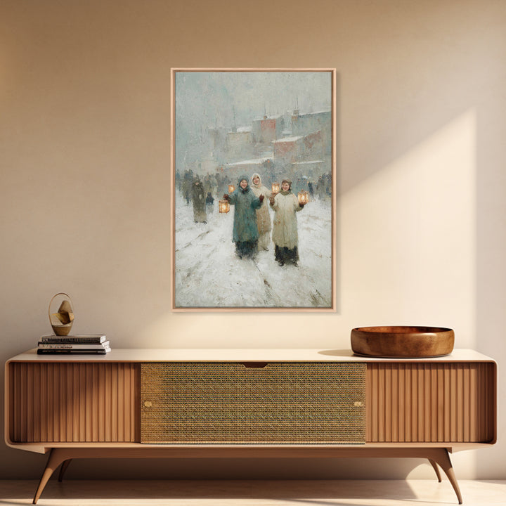 Snowy Companions – Framed Canvas Print – Christian Art Canvas – Christmas Wall Art – Christian Christmas Art – Christian Decor