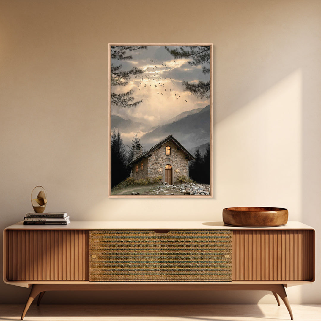 Evening Chapel – Framed Canvas Print – Christian Wall Art – Christian Art Canvas – Christian Decor – Christian Painting