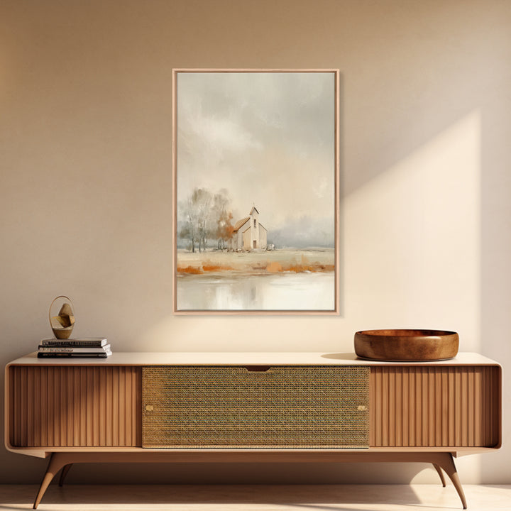 Autumn Chapel – Framed Canvas Print – Christian Wall Art – Christian Art Canvas – Christian Painting – Christian Decor