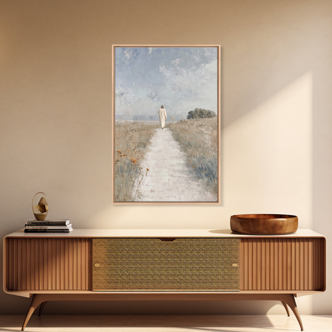 Meadow Journey – Framed Canvas Print – Christian Wall Art – Christian Art Canvas – Christian Painting – Minimalist Christian Art