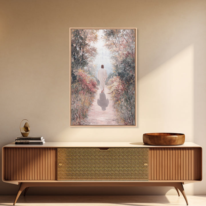 Autumn Walk Light – Framed Canvas Print – Christian Art Canvas – Christian Wall Art – Christian Art Painting – Modern Christian Painting