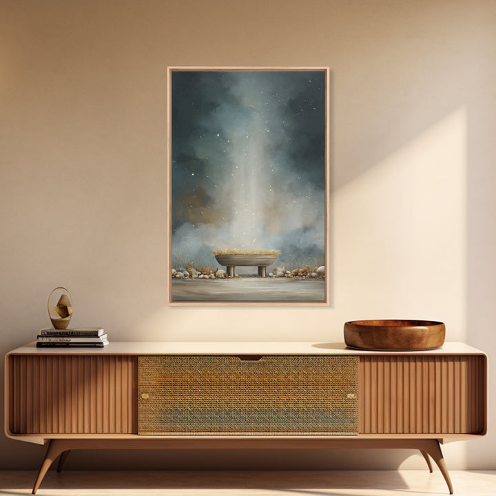 Holy Manger Light – Framed Canvas Print – Christian Wall Art – Christian Art Canvas – Christmas Art – Christian Christmas Art