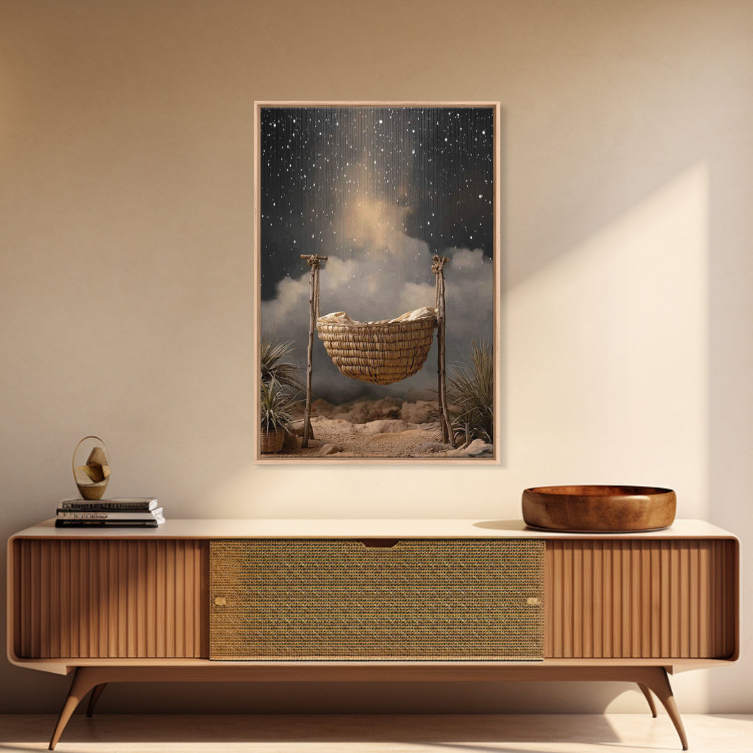 Night Of Promise – Framed Canvas Print – Christian Wall Art – Christian Christmas Art – Christian Art Canvas – Christmas Art