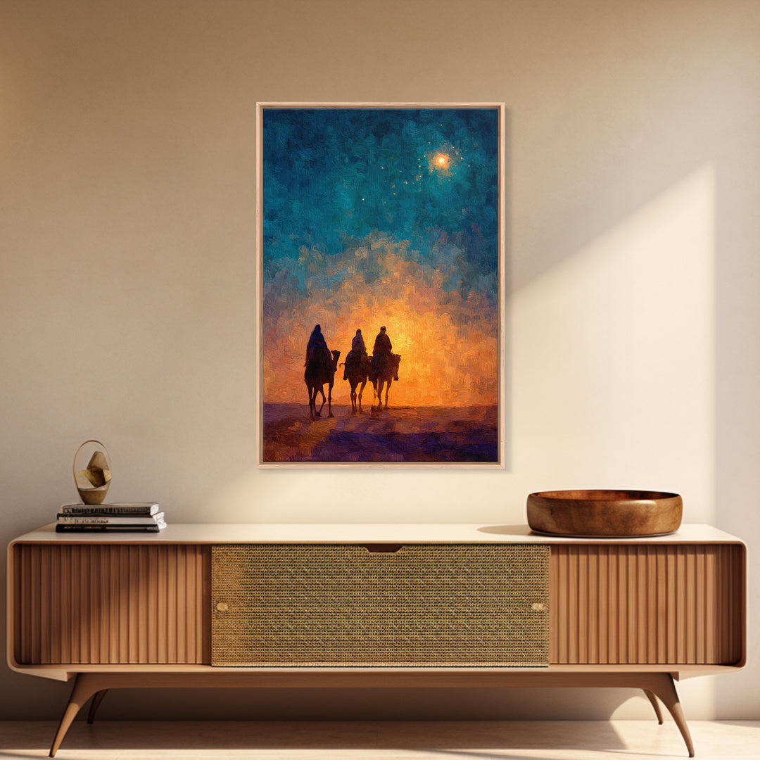 The Guiding Star – Framed Canvas Print – Christian Wall Art – Christian Art Canvas – Jesus Painting – Christmas Art