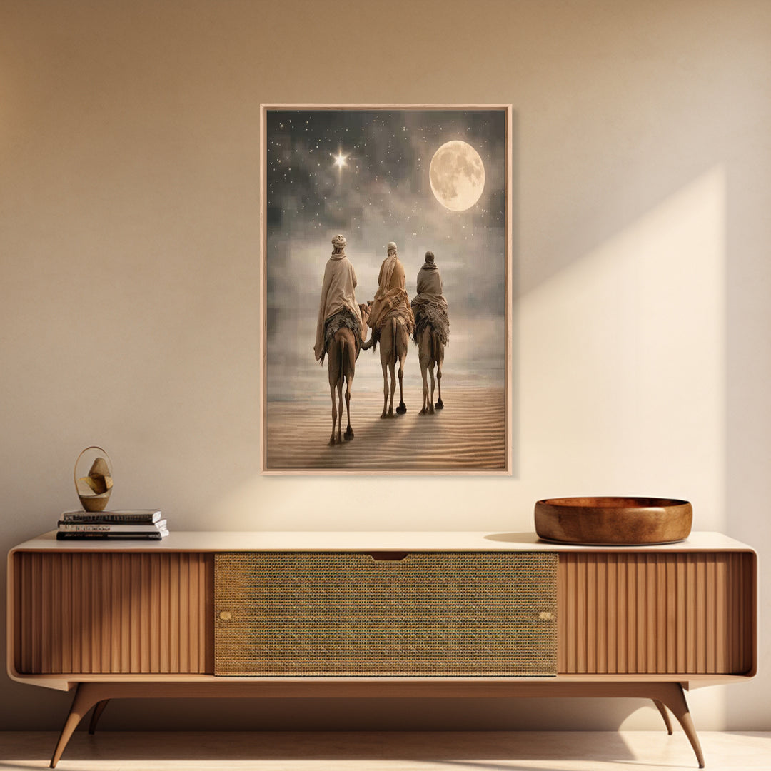 Holy Desert Light | Framed Canvas Print | Christian Wall Art | Subtle Christian Art | Christmas Art Prints | Jesus Christmas Art | Christia