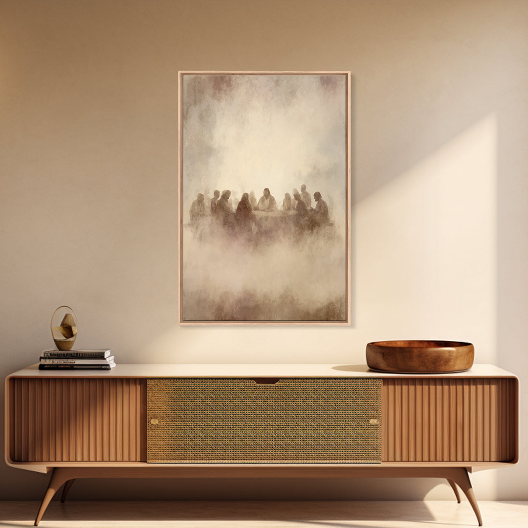 Supper In The Mist, Framed Canvas Print, Christian Wall Art, Jesus Art Print, Christian Art Canvas, Subtle Christian Art, Christian Gift Id