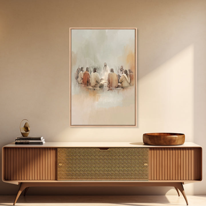 Last Supper Dawn – Framed Canvas Print – Christian Art Print – Jesus Wall Art – Modern Christian Art – Christian Paintings – Christian Deco