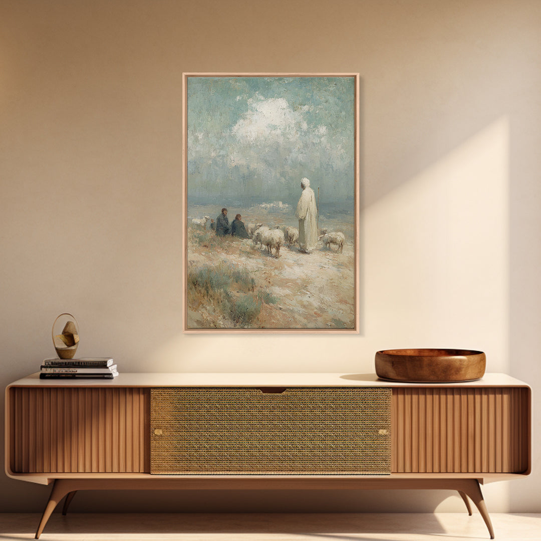Shepherd’s Calling – Framed Canvas Print – Christian Art Canvas – Christian Wall Art – Christian Painting – Vintage Christian Art – Christi