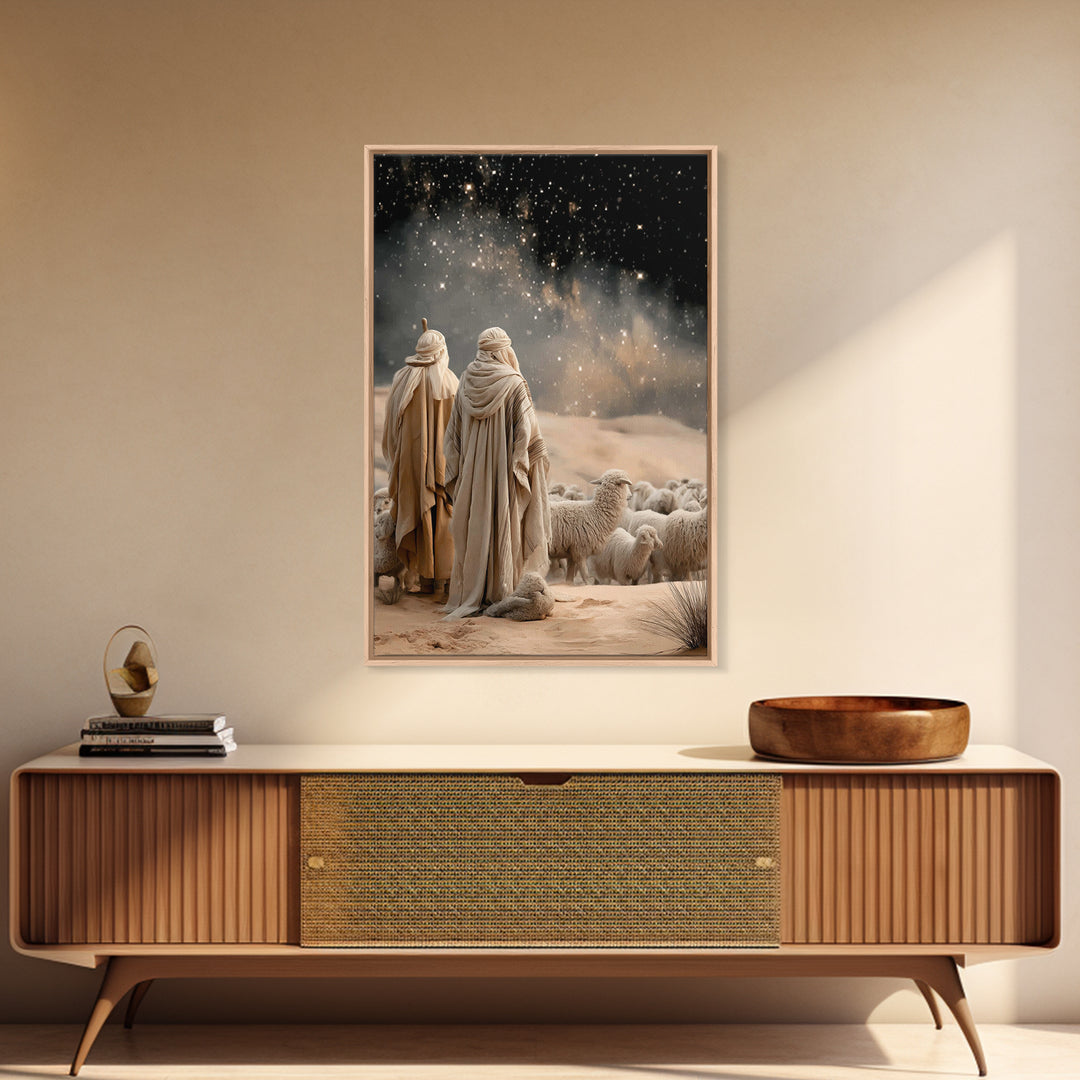 Night Watch – Framed Canvas Print – Christian Art Canvas – Christian Wall Art – Christian Christmas Art – Moody Christian Art – Christian D