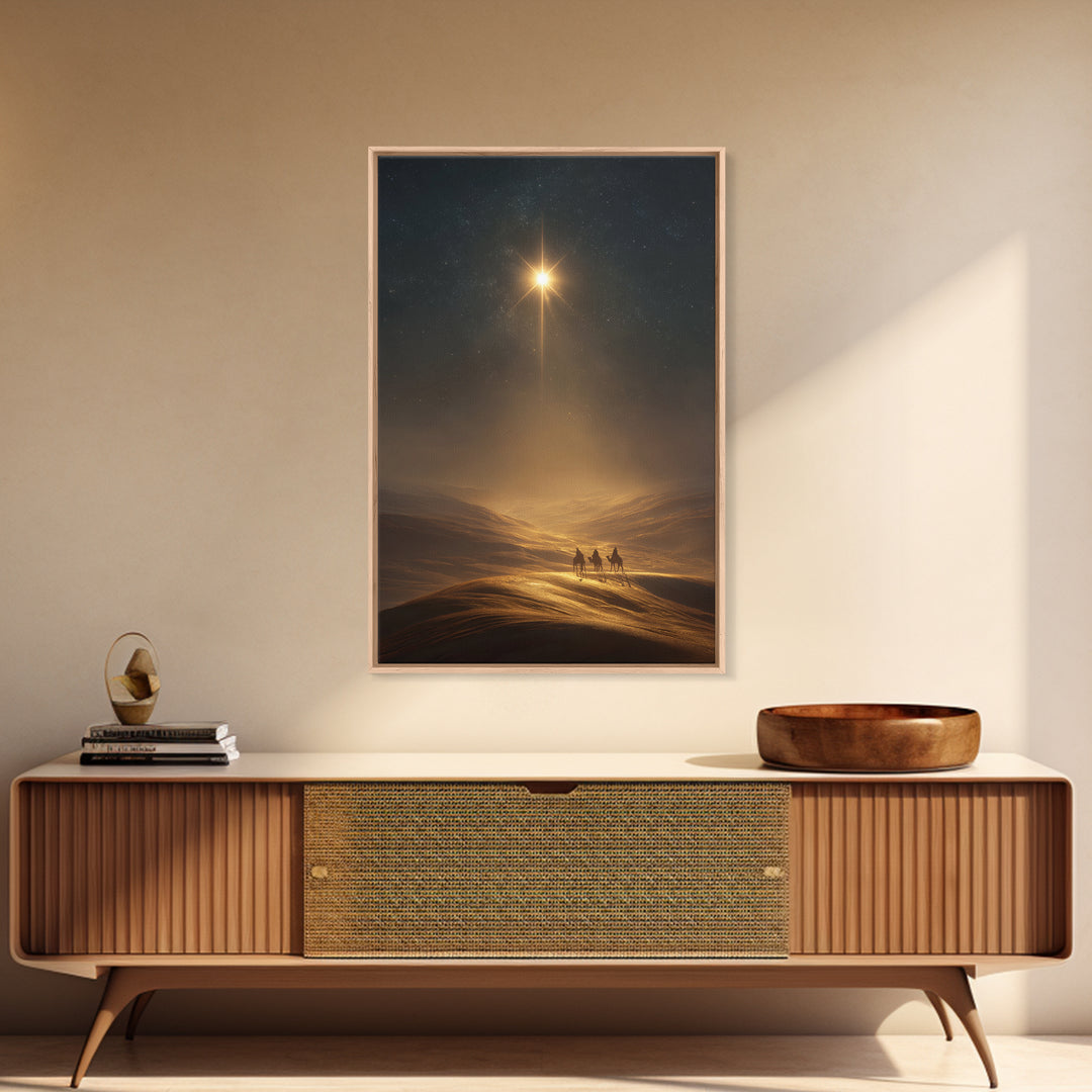 Star Of Bethlehem – Framed Canvas Print – Christmas Wall Art – Christian Art Canvas – Christian Painting – Christian Christmas Decor