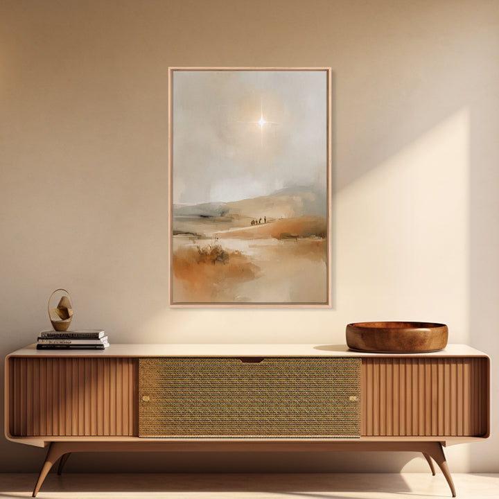 Desert Light Journey – Framed Canvas Print – Christian Art – Christmas Canvas Wall Art – Christian Painting – Jesus Christmas Art