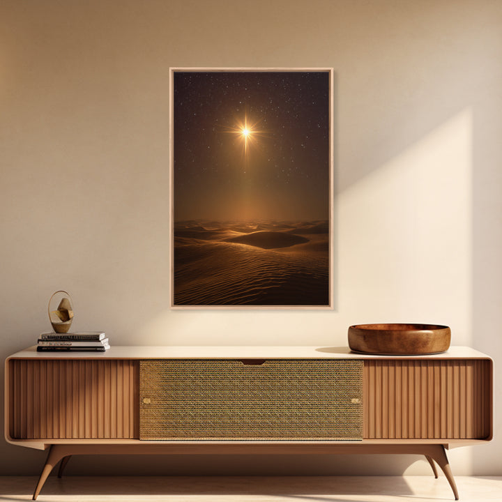 Radiant Night Star – Framed Canvas Print – Christian Wall Art – Christmas Art Prints – Christian Art Gift – Modern Christian Art