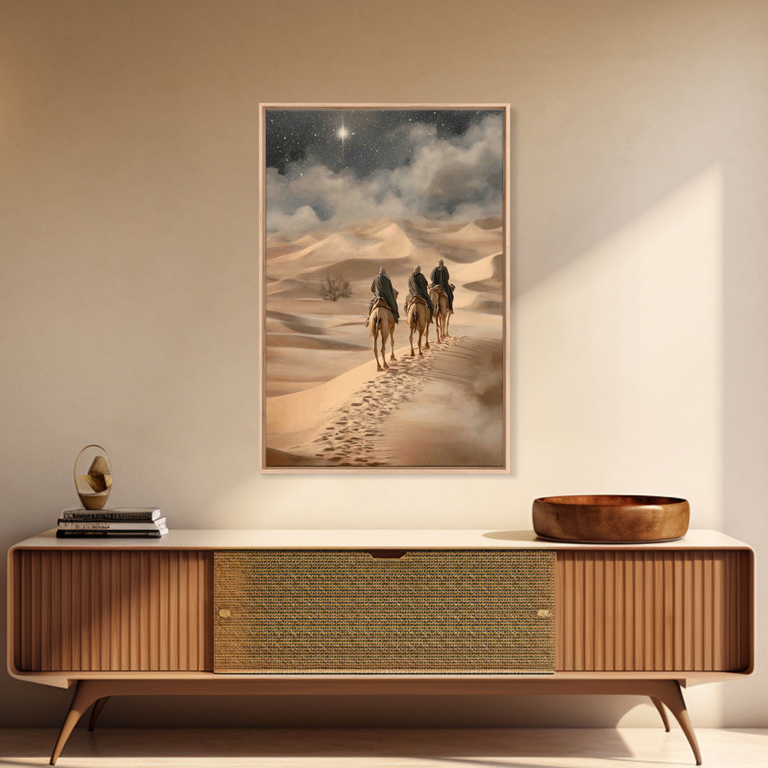 Three Kings Path – Framed Canvas Print – Christian Art Work – Christmas Wall Art – Jesus Christmas Art – Christian Gift Ideas