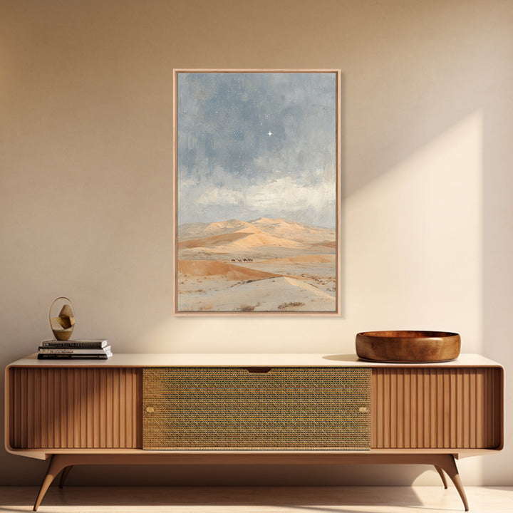 Kings In The Dunes – Framed Canvas Print – Christian Art Canvas – Christmas Art Framed – Jesus Painting – Christian Christmas Art