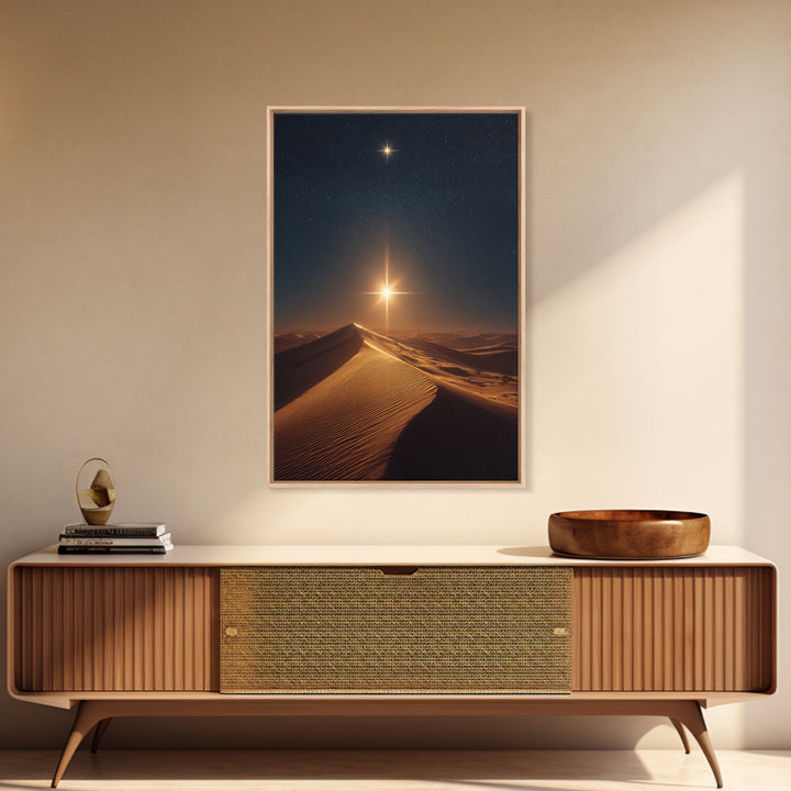 Guiding Star Peak – Framed Canvas Print – Christian Christmas Decor – Christian Art – Christmas Canvas Wall Art – Jesus Art Print