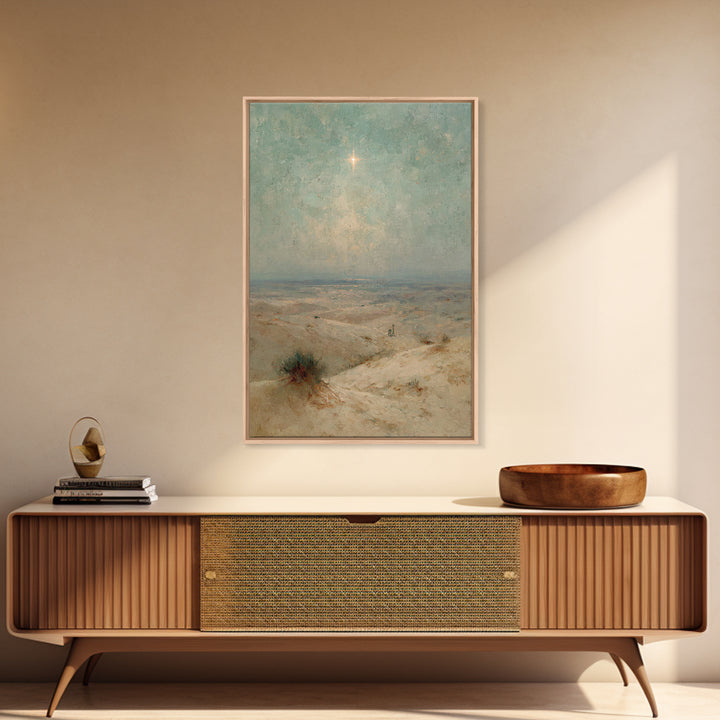 Silent Holy Star – Framed Canvas Print – Christian Art Painting – Christmas Wall Art – Christian Art Gift – Subtle Christian Art