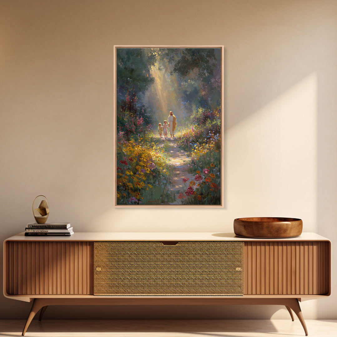 Garden Of Peace - Framed Canvas Print - Christian Wall Art - Jesus Painting - Christian Art Canvas - Christian Gift - Christmas Art
