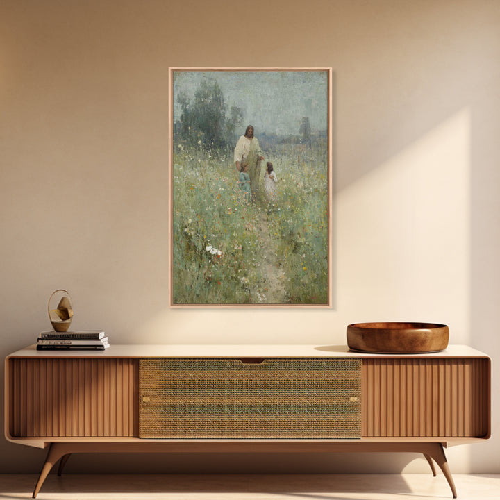 Fields Of Grace , Framed Canvas Print, Christian Art Canvas, Christian Wall Art, Jesus Painting, Christian Gift Ideas, Christian Christmas