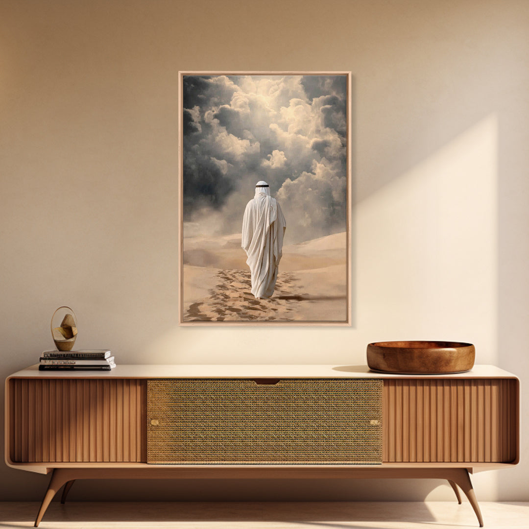 Desert Walk Light – Framed Canvas Print – Christian Art Canvas – Christian Wall Art – Jesus Painting – Modern Christian Art – Christian Gif