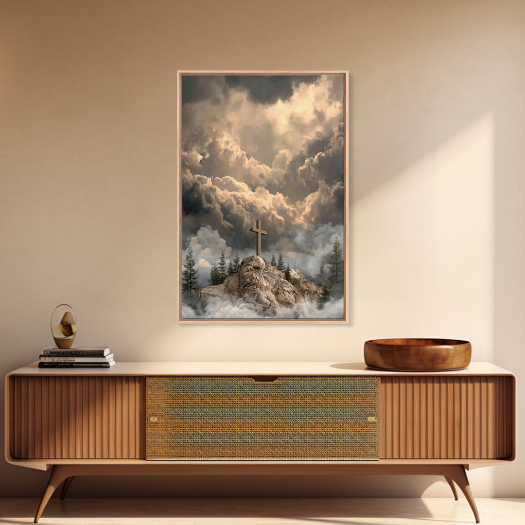 Light Over Zion – Framed Canvas Print – Christian Wall Art – Christian Art Work – Subtle Christian Paintings – Moody Christmas Art – Christ
