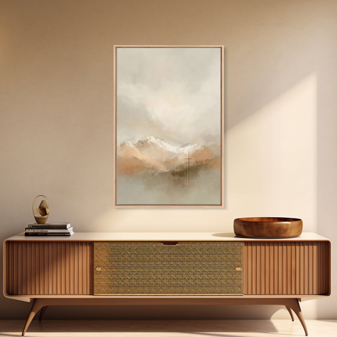 Cloudborne Mercy – Framed Canvas Print – Christian Wall Art – Christian Art Canvas – Blue Christian Art – Modern Christian Painting – Chris