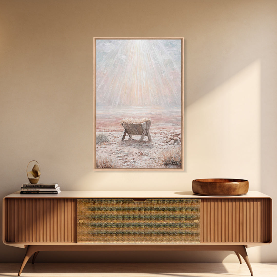 Glory In The Manger | Framed Canvas Print | Christian Wall Art | Christian Art Canvas | Christmas Art | Modern Christian Art | Christian De