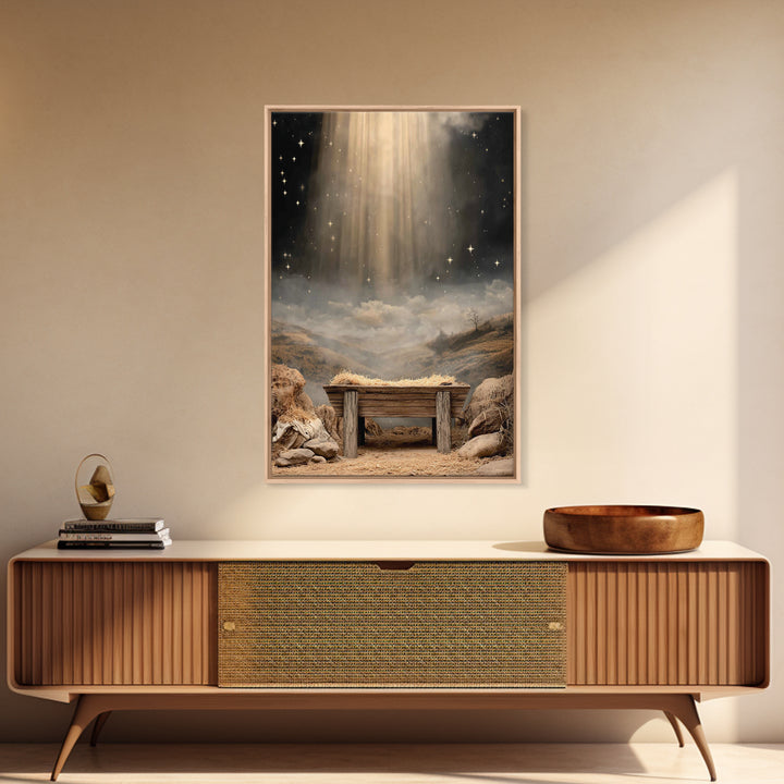 Star of Bethlehem Glow – Framed Canvas Print – Christian Art Canvas – Jesus Art – Christian Wall Art – Christmas Art – Christian Decor