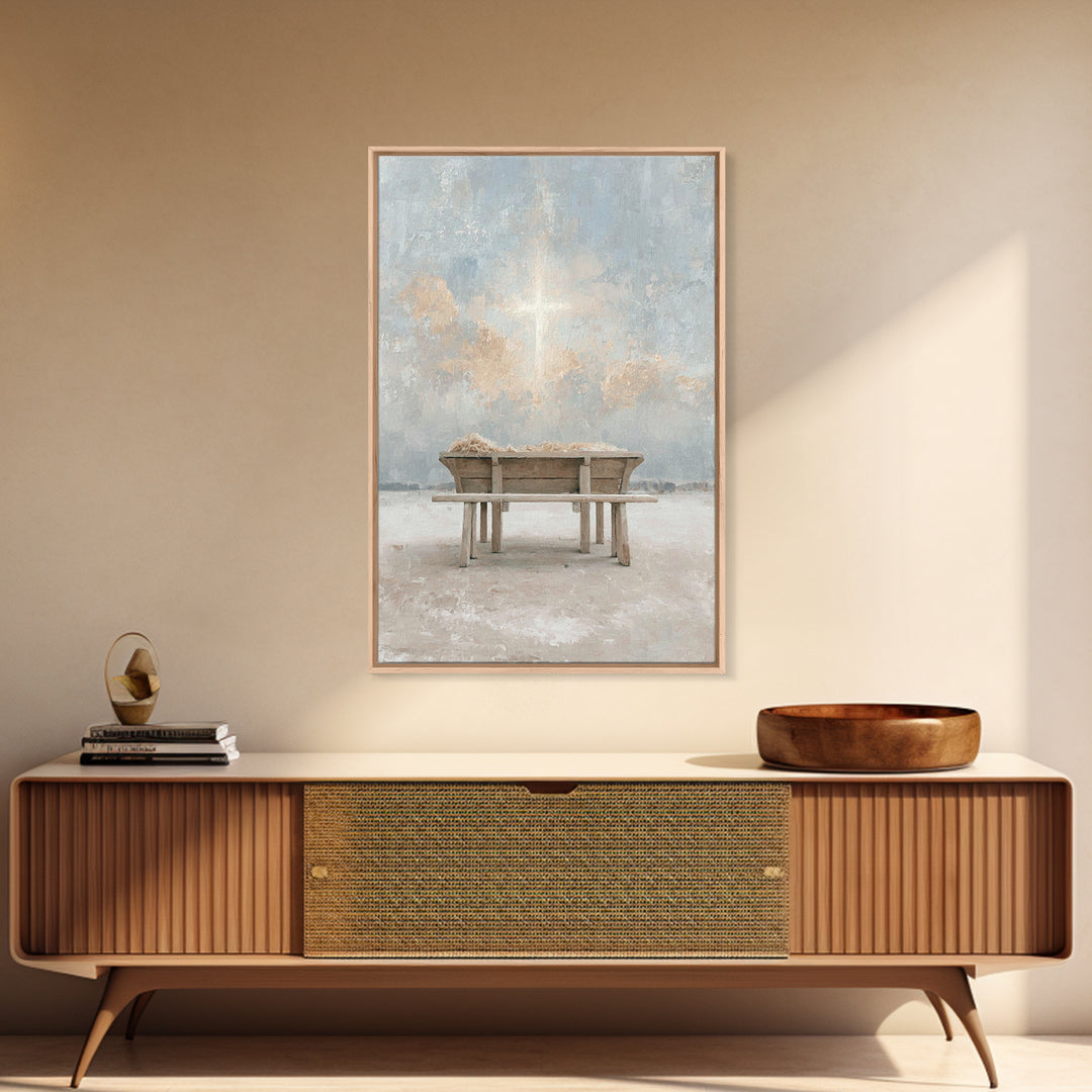 Divine Dawn Promise – Framed Canvas Print – Christmas Art – Christian Wall Art – Jesus Art – Christian Decor – Christian Art Canvas