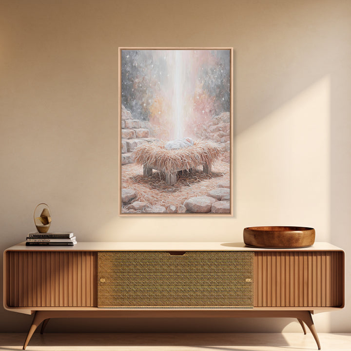Sacred Night Hush – Framed Canvas Print – Jesus Art – Christian Decor – Christian Art Canvas – Christian Wall Art – Christmas Art
