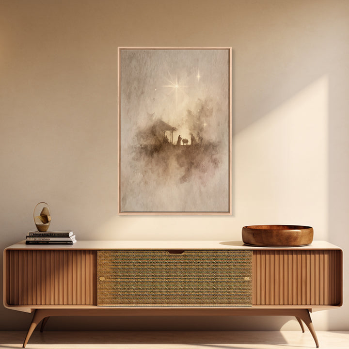 Adoration Starrise – Framed Canvas Print – Christmas Art – Christian Art Canvas – Christian Decor – Jesus Art – Christian Wall Art