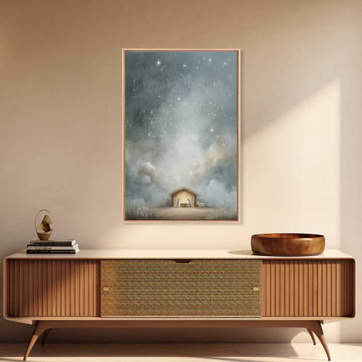 Silent Holy Sky – Framed Canvas Print – Jesus Art – Christian Wall Art – Christian Decor – Christian Art Canvas – Christmas Art