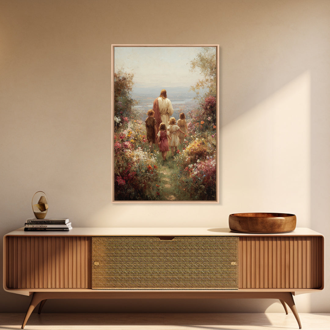 Garden Of Promise – Framed Canvas Print – Christian Art Canvas – Christian Wall Art – Jesus Painting – Christian Decor – Christian Art