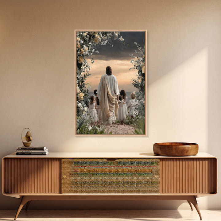 Heaven’s Gentle Walk – Framed Canvas Print – Jesus Painting – Christian Wall Art – Christian Art Canvas – Christian Decor – Christian Art
