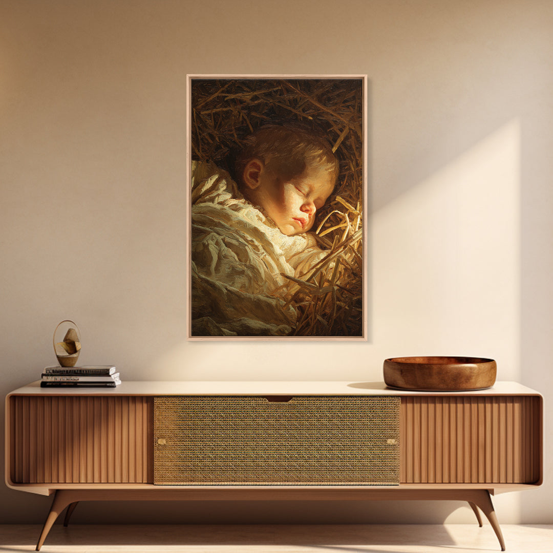 Holy Manger Peace – Framed Canvas Print – Christian Wall Art – Christian Art Canvas – Jesus Christmas Art – Christian Decor – Christian Art