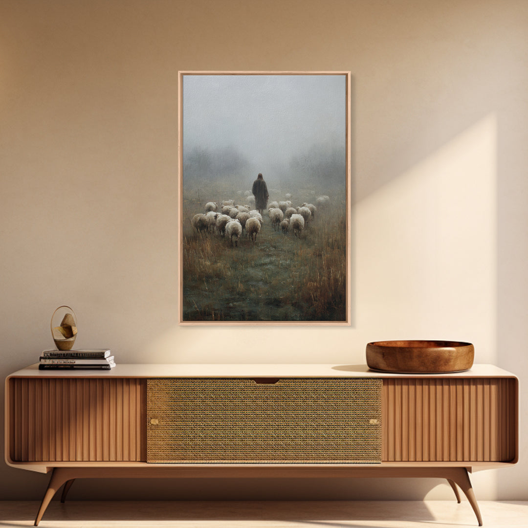 The Shepherd’s Road – Framed Canvas Print – Christian Art Canvas – Christian Wall Art – Jesus Painting – Moody Christian Art – Christian Gi