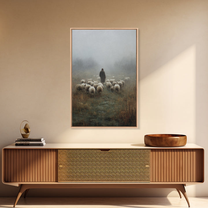 The Shepherd’s Road – Framed Canvas Print – Christian Art Canvas – Christian Wall Art – Jesus Painting – Moody Christian Art – Christian Gi