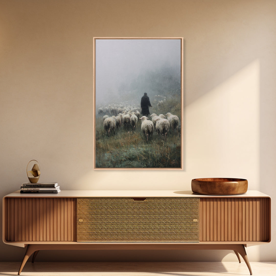 Still Pasture Calm, Framed Canvas Print, Christian Art Work, Large Christian Art, Jesus Painting, Christian Art Canvas, Christian Gift Idea