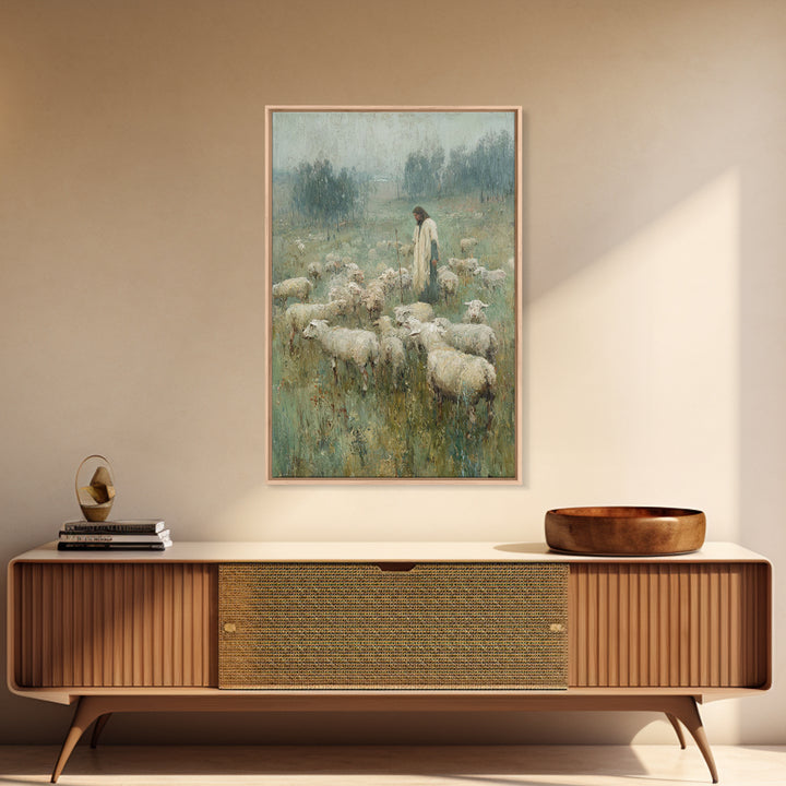 Quiet Shepherd Path | Framed Canvas Print | Christian Wall Art | Christian Christmas Art | Jesus Canvas Art | Christian Art Canvas | Vintag