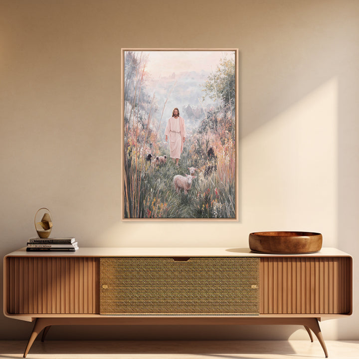 Dawn Shepherd Light, Framed Canvas Print, Christian Art Print, Jesus Art Print, Christian Wall Art, Unique Christian Art, Christian Christm