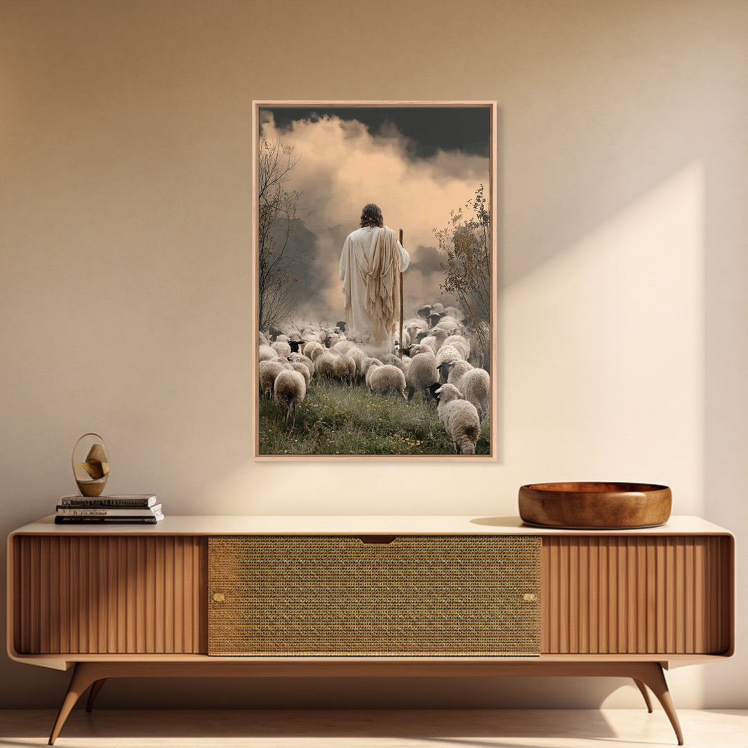 Shepherd Of Morning – Framed Canvas Print – Christian Decor For Home – Christian Art Canvas – Jesus Painting – Christian Wall Art – Christm
