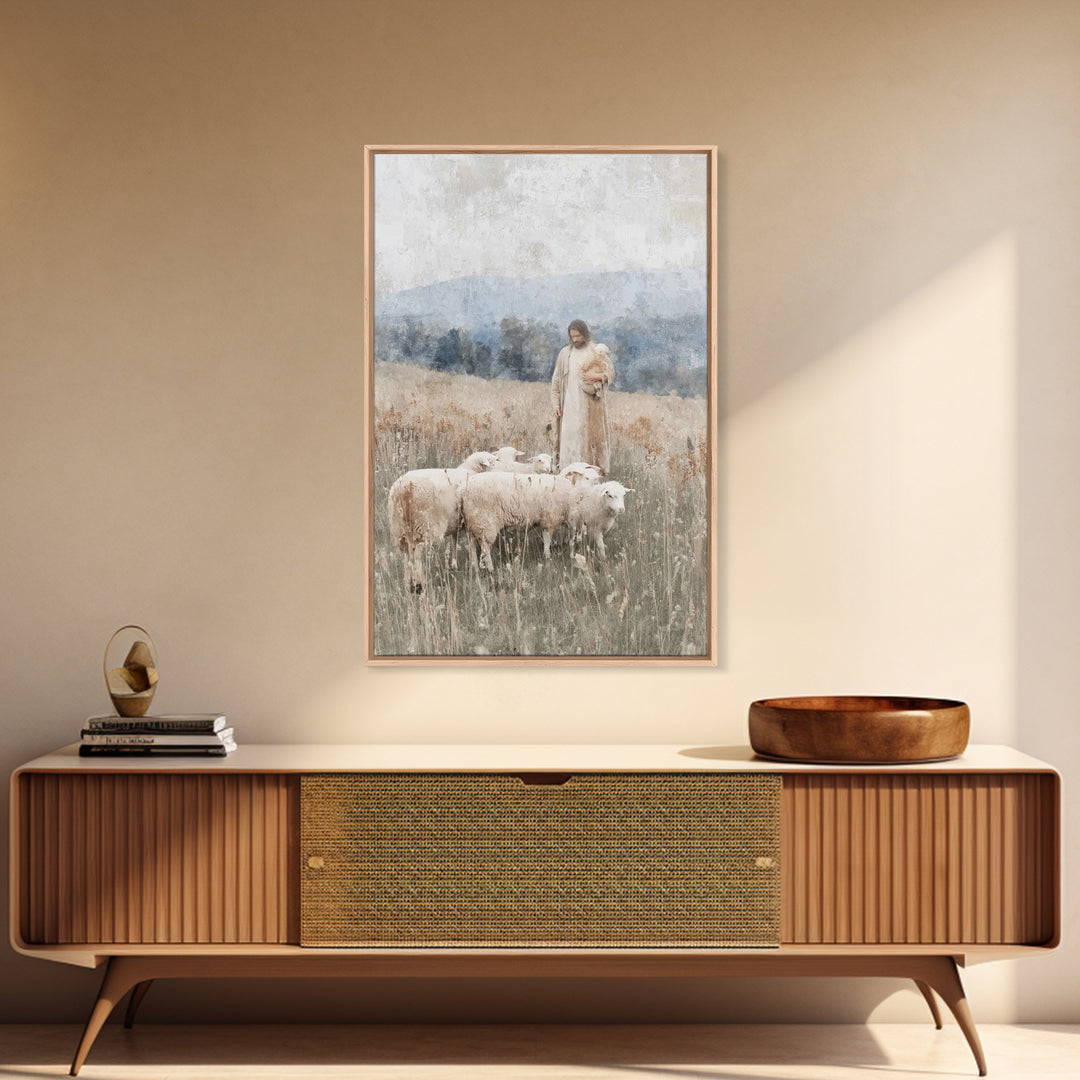 Shepherds Of Peace – Framed Canvas Print – Christian Wall Art – Jesus Painting – Christian Decor – Pastoral Scenery – Christian Art Canvas