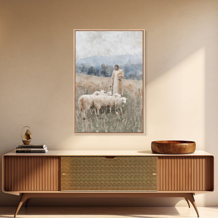 Shepherds Of Peace – Framed Canvas Print – Christian Wall Art – Jesus Painting – Christian Decor – Pastoral Scenery – Christian Art Canvas