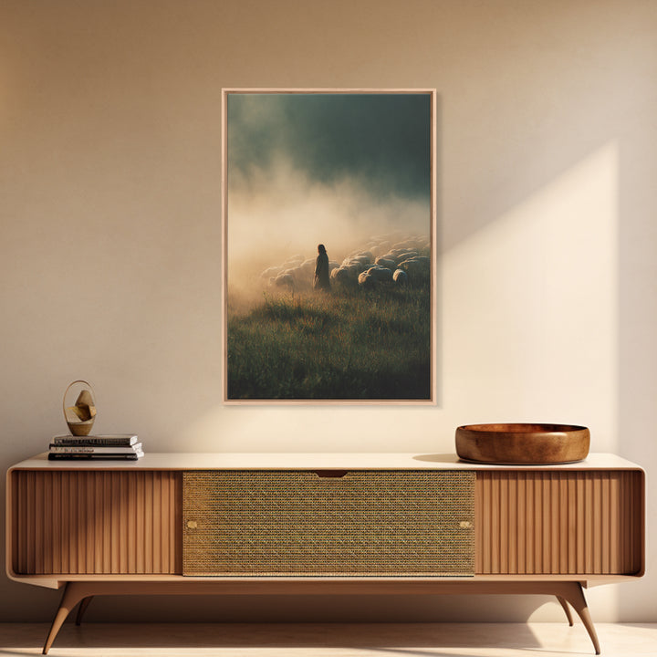Dawn Of Guidance – Framed Canvas Print – Christian Wall Art – Large Jesus Painting – Christian Art Canvas – Christian Christmas Art – Chris