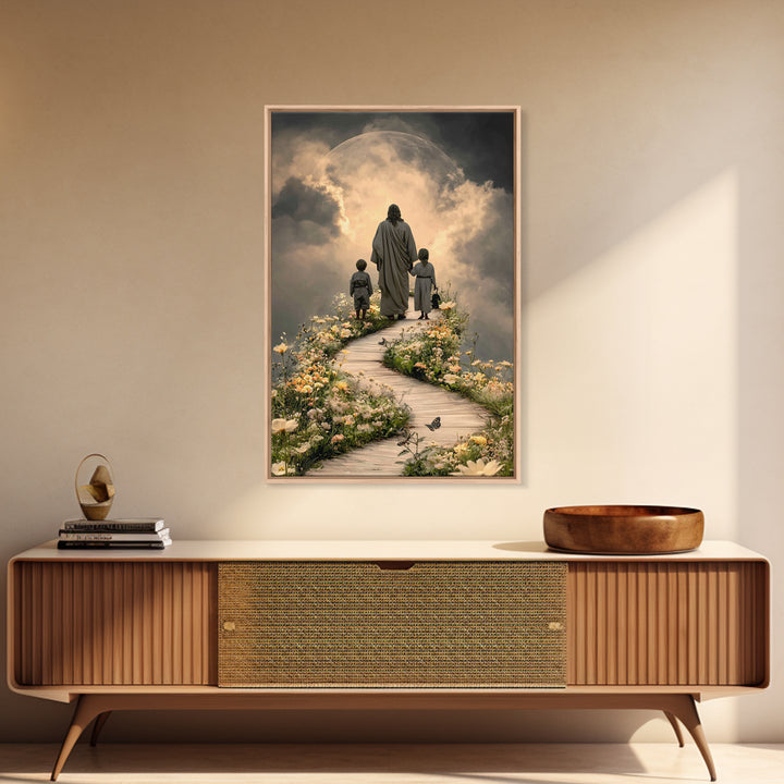 Pathway Of Light | Framed Canvas Print | Christian Wall Art | Jesus Painting | Christian Christmas Art | Christian Art Canvas | Christian D
