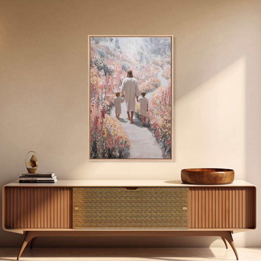 Wildflower Journey, Framed Canvas Print, Christian Art Canvas, Christian Wall Art, Jesus Painting, Subtle Christian Art, Christian Decorati