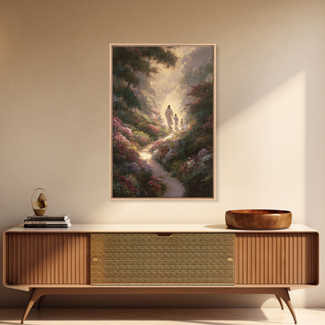 Footsteps Of Heaven | Framed Canvas Print | Christian Christmas Art | Jesus Painting | Christian Wall Art | Christian Art Canvas | Christma